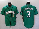 Men's Seattle Mariners #3 JP Crawford Number Teal Green Stitched Cool Base Nike Jersey,baseball caps,new era cap wholesale,wholesale hats